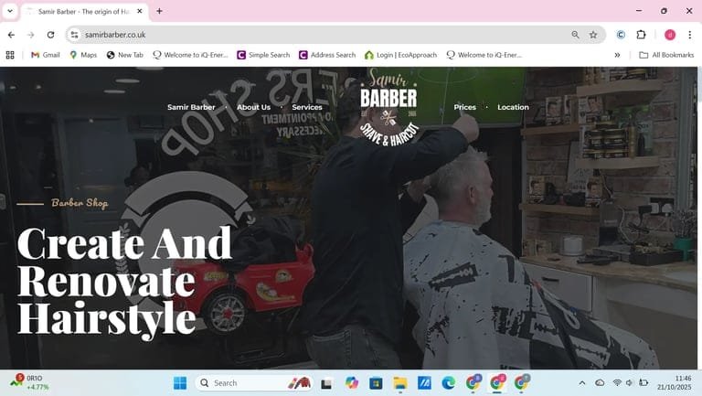 Samir Barbershop website designed by Core Web UK