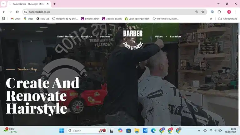 Samir Barbershop website designed by Core Web UK