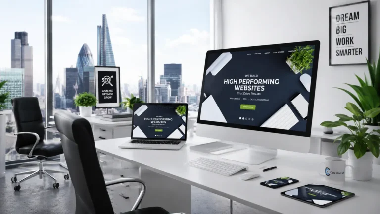 Modern web design and SEO agency workspace for UK businesses