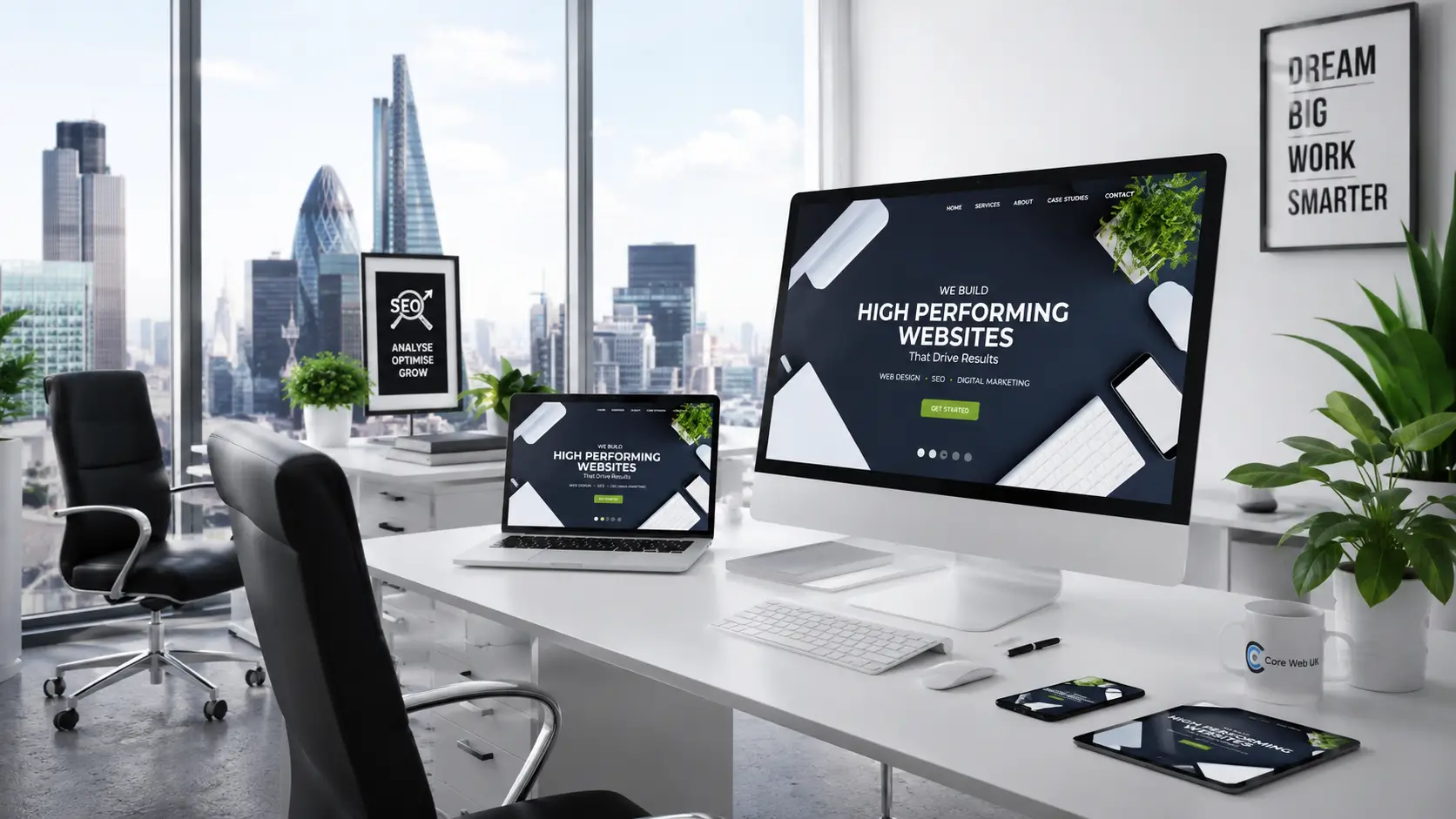 Modern web design and SEO agency workspace for UK businesses