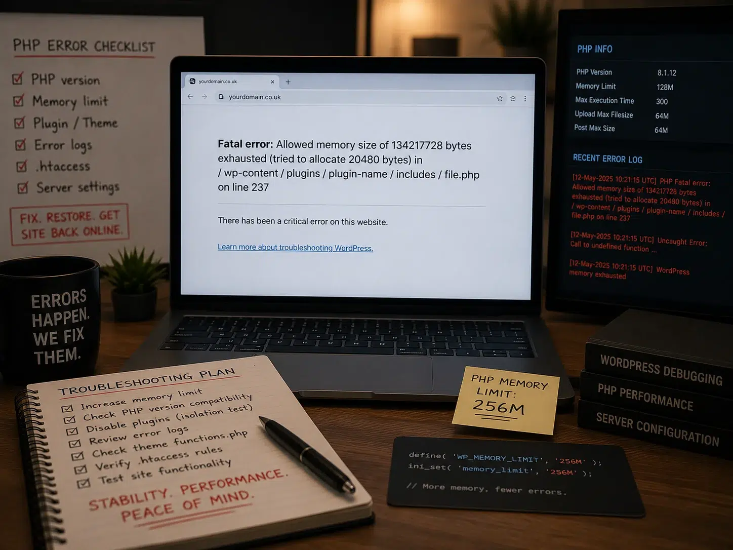 PHP fatal and WordPress memory errors