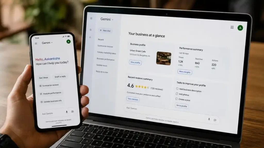 Google local business panel with AI search features