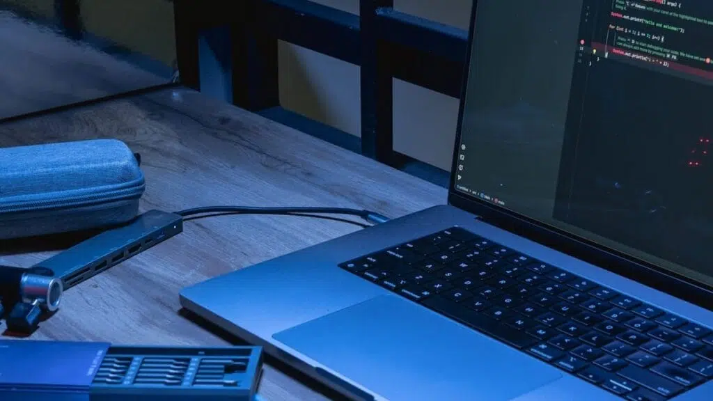 Laptop used to manage WordPress website updates and maintenance
