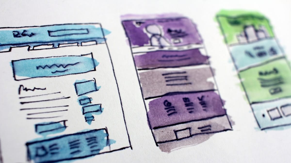 Website redesign wireframe sketches used to plan page layouts